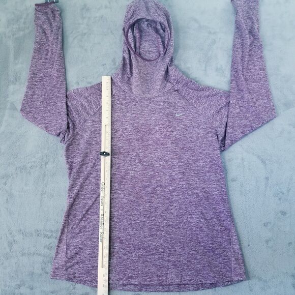 Nike Running Funnel Neck Hoodie Womens Burgundy XL Heathered Pockets Gym Sports - Picture 10 of 14